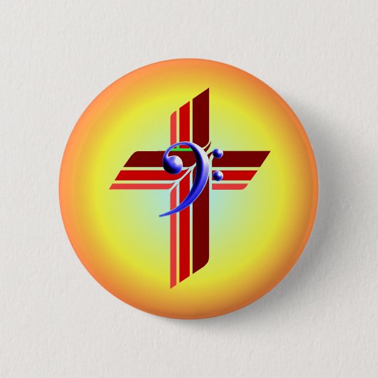 Tri Farbekreuz mit Bassschlüssel Button (Vorderseite)