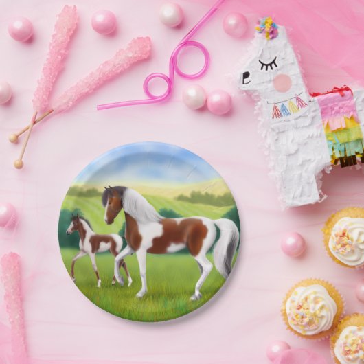 Tri Farben-Stuten-und Fohlen-Pferdepapier-Teller Pappteller (Party)