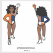 Tri-Farben Weiß Navy Orange Tänzer #1 Aufkleber (Blatt)