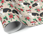tri farbene Corgi-Poinsettia-Geschenkpackung Geschenkpapier (Rolleneckpunkt)