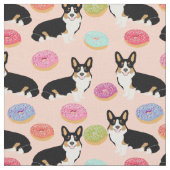Tri-farbenes Corgi donuts-Gewebe - niedliche Corgi Stoff (Nahaufnahme)