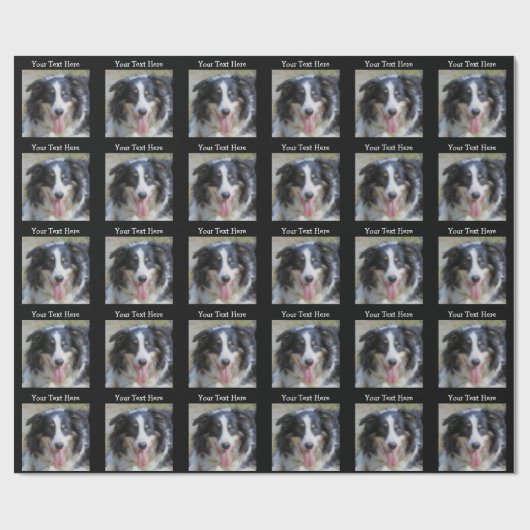 Tri farbiger Border-Collie-Hund Geschenkpapier (Flach)