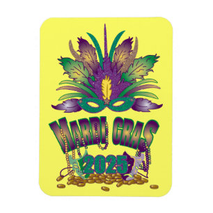 Tri-Feather Mardi Gras 2025 Magnet