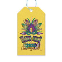 Tri-feather Mardi Gras Mask Tag - 2025
