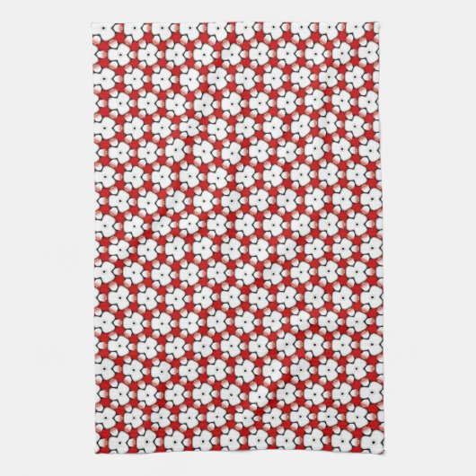 Tri Floral Red White Geometric Geschirrtuch (Vertikal)