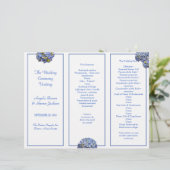 Tri-Fold Blue Wedding Zeremony Program (Stehend Vorderseite)