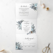 Tri-Fold Einladung mit UAWG Blue Floral Wedding (Innenseite)