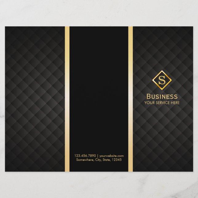 Tri-Fold Gold Diamond Monogram Elegante Broschüren (Vorderseite)