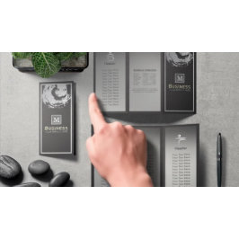 Tri-Fold Yoga Studio Broschüre Black & Silver ZEN