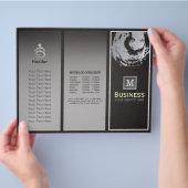 Tri-Fold Yoga Studio Broschüre Black & Silver ZEN (Hand)