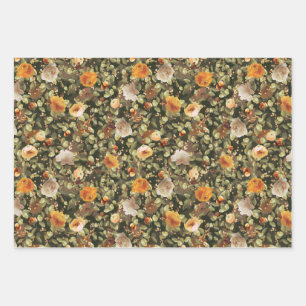 Tri-Garden Floral Vintage Muster Geschenkpapierbög Geschenkpapier Set
