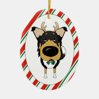 Tri glatte Collie-Weihnachtsverzierung Keramik Ornament