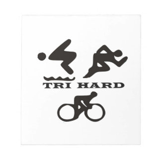 Tri Hard Triathlon gibt Kleidung und Zubehör Notizblock