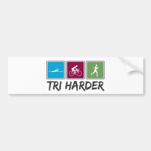 Tri Harder (Triathlon) Autoaufkleber (Vorne)