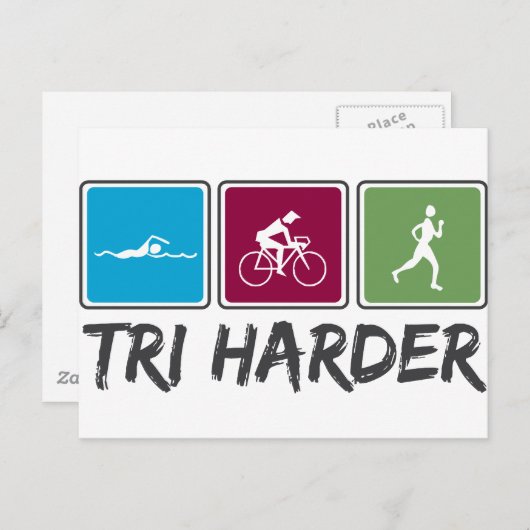 Tri Harder (Triathlon) Postkarte (Vorne/Hinten)