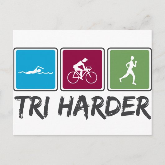 Tri Harder (Triathlon) Postkarte (Vorderseite)