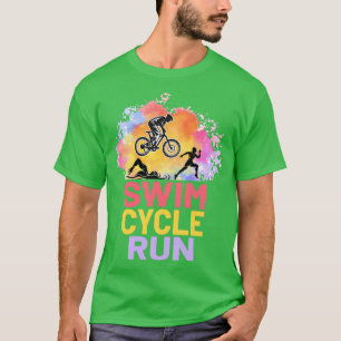 Tri Harder Triathlon Triathlete Swim Cycle Run T-Shirt