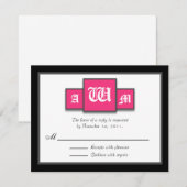 Tri-Monogram Fuchsia Moderne Antwort / RSVP Karten (Vorne/Hinten)