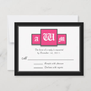 Tri-Monogram Fuchsia Moderne Antwort / RSVP Karten