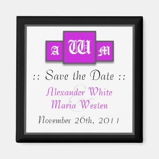 Tri-Monogram Lila Moderne Speichern Sie die Datums Magnet