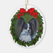 Tri Papillon Zeichnend von Glenda S. Harlan Keramik Ornament (Links)