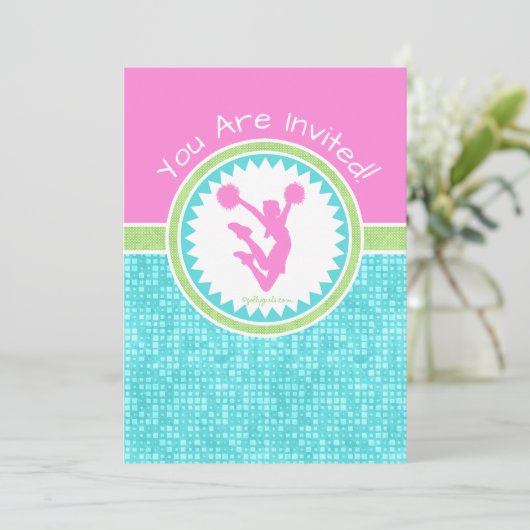 Tri-Pastel-Farbe mit Aqua Tile Einladung (Stehend Vorderseite)