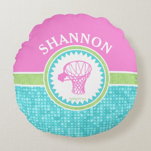 Tri Pastellfarbbasketball mit Aqua-Fliese Rundes Kissen (Vorderseite)