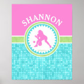 Tri-Pastellfarbene Softball mit Aqua-Tile Poster (Vorne)