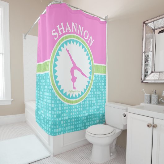 Tri Pastellfarbgymnastik mit Aqua-Fliese Duschvorhang (Beispiel)