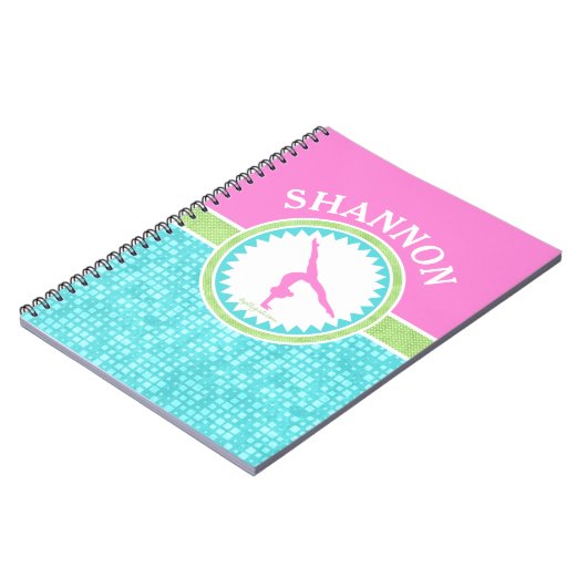 Tri Pastellfarbgymnastik mit Aqua-Fliese Notizblock (Linke Seite)