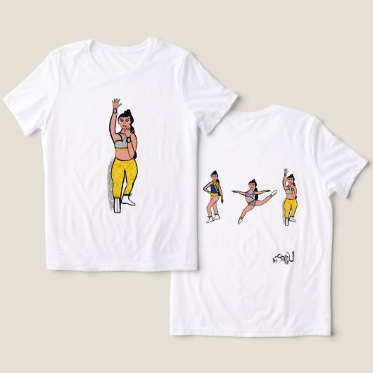 Tri Pose Dancer Blue Gold Silver #2 Tri-Blend Shirt (Design Vorderseite & Rückseite)