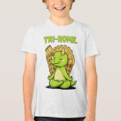 Tri-Rome Zen Triceratops: Cute Dinosaur Yoga at th Tri-Blend Shirt (Vorderseite)