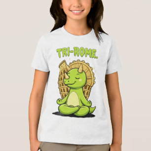 Tri-Rome Zen Triceratops: Süße Dinosaurier-Yoga be Tri-Blend Shirt