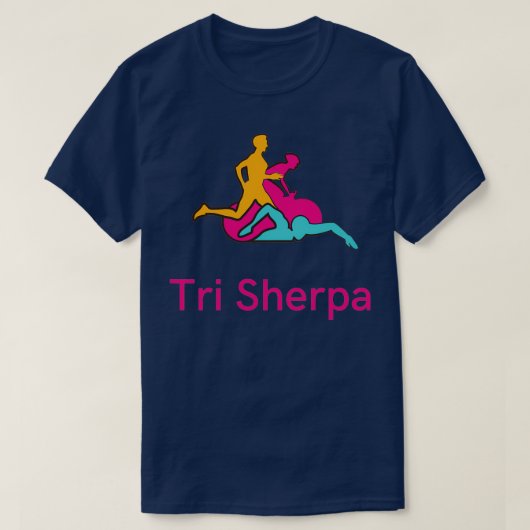 Tri Sherpa Multicolor auf Schwarz T-Shirt (Design vorne)