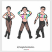 Tri-Styled Dancer Pastel & Black #2 Sticker (Blatt)
