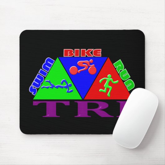 TRI Triathlon-Schwimmen-Fahrrad-Lauf-PYRAMIDE Mousepad (Mit Mouse)