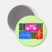 TRI Triathlon Swim Bike Lauf BRIGHT Square Design Magnet (Vorderseite/Rückseite)