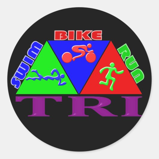 TRI Triathlon Swim Bike Run PYRAMID Design Runder Aufkleber (Vorderseite)
