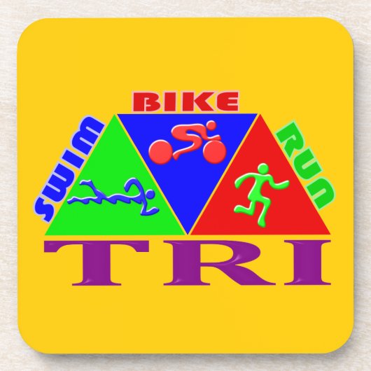 Tri Triathlon-Zahlen Entwurf Getränkeuntersetzer (Vorderseite)