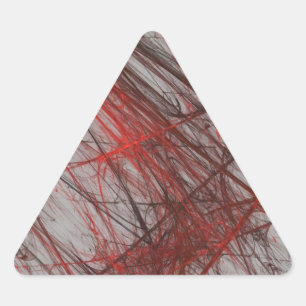 Triangle-Aufkleber aus Abstraktem Fraktal, rot-gra Dreieckiger Aufkleber