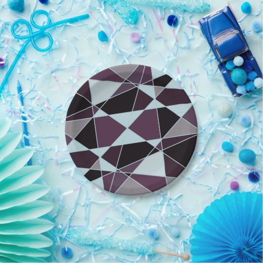 Triangle black grey white maroon Abstract Pappteller (Party)