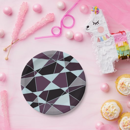 Triangle black grey white maroon Abstract Pappteller (Party)
