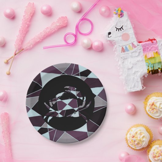 Triangle black grey white maroon Abstract Pappteller (Party)