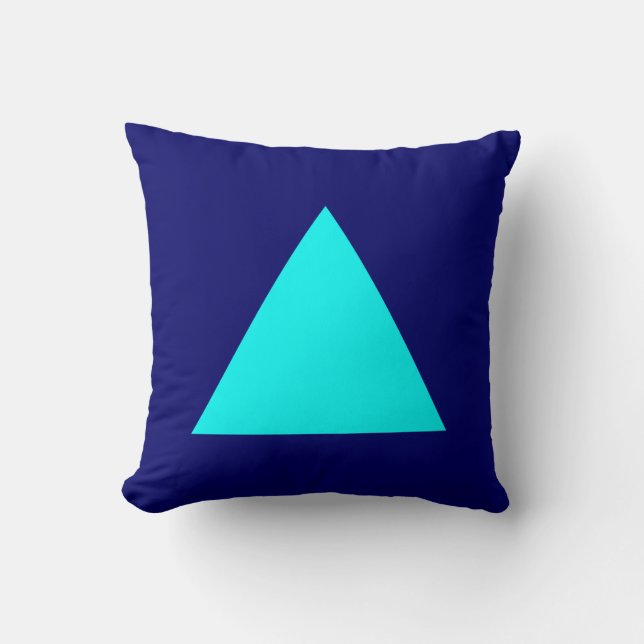 Triangle Colors - Cyan on Dp Navy Kissen (Vorderseite)