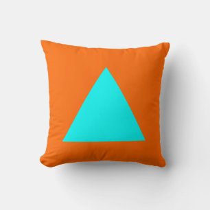 Triangle Colors - Cyan on Orange Kissen
