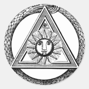 Triangle Freemason Snake Runder Aufkleber