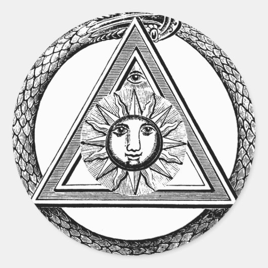 Triangle Freemason Snake Runder Aufkleber (Vorderseite)
