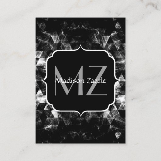 Triangle Geometric Black and White Smoky Monogram Visitenkarte (Rückseite)