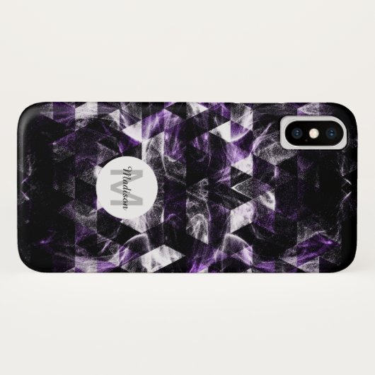 Triangle Geometric Lila Smoky Galaxy Monogram Case-Mate iPhone Hülle (Rückseite (Horizontal))