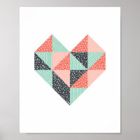 Triangle Heart Mint Coral und Black
